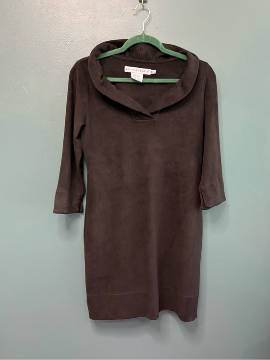Gretchen Scott Designs Dresses & Skirts - Gretchen Scott Black Faux Suede Ruffle Collar Mod Preppy Tunic Dress Size M